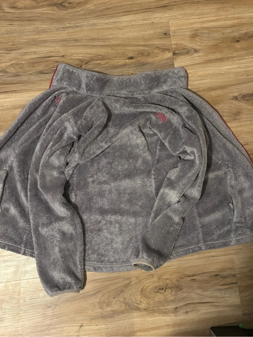 The North Face Kids Grey Fleece Jacket with Pink Zipper